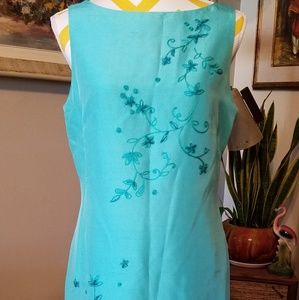 Evan-Picone Silk Blue Beaded Dress size 10